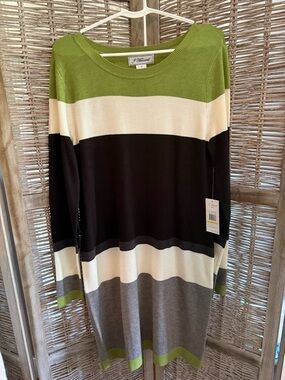 J. Howard Striped Green, Black & Gray Sweater Dress
